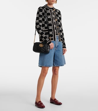 Cárdigan de boucle de lana con GG en jacquard | Gucci