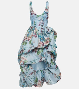 Matchmaker floral linen and silk midi dress | Zimmermann
