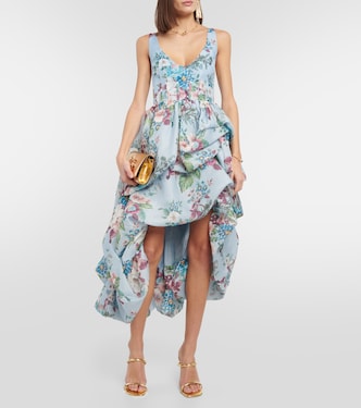 Matchmaker floral linen and silk midi dress | Zimmermann