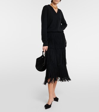 Isa fringed cashmere midi skirt | Lisa Yang