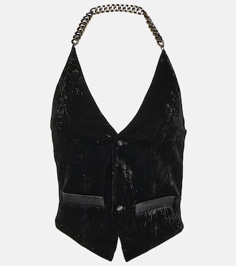 Chain-detail velvet vest | Didu