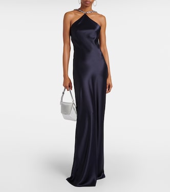 Cadence halterneck satin slip dress  | Staud