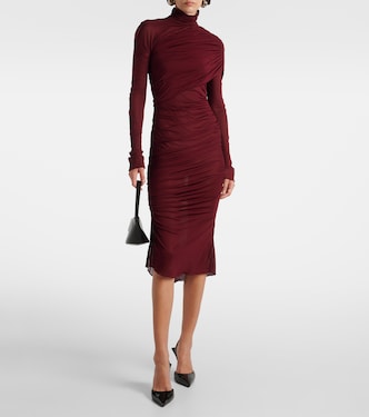 Sheer ruched midi dress | Mugler