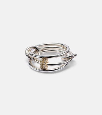 Sterling silver and 18kt gold linked rings with diamonds | Spinelli Kilcollin