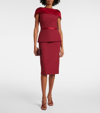 Rella draped peplum heavy crêpe midi dress | Safiyaa