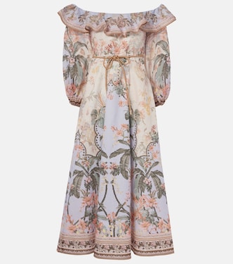 Bedrucktes Midikleid Wylie aus Leinen | Zimmermann