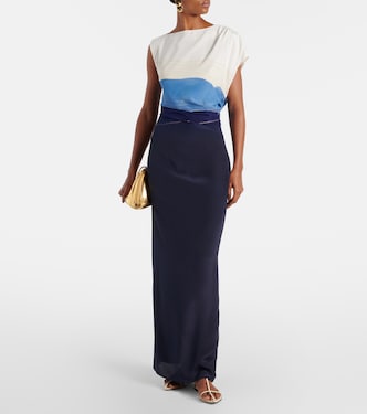 Robe longue Mariner imprimée en soie | SIR