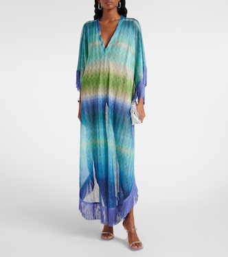 Zig Zag fringed crochet lamé kaftan | Missoni