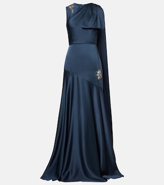 Embellished scarf-detail satin cady gown | Erdem