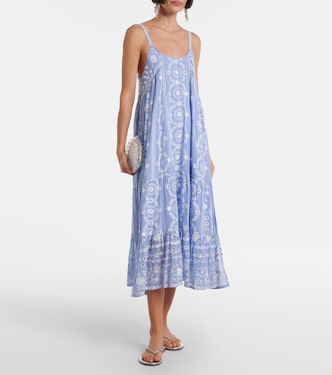 Printed sequined cotton midi dress | Juliet Dunn