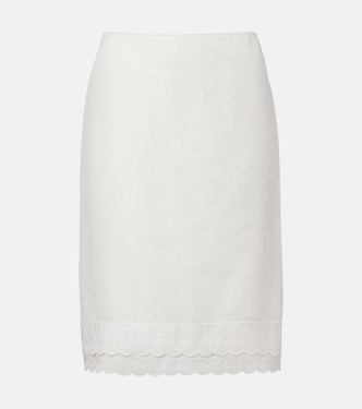 Lace-trimmed cotton and linen midi skirt | Magda Butrym