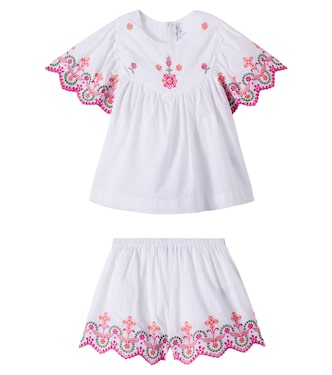 Embroidered cotton top and shorts set | Tartine et Chocolat