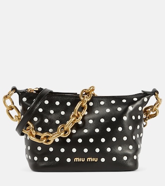 Borsa a spalla in pelle a pois | Miu Miu