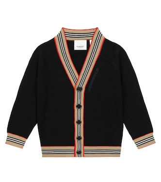 Cardigan Icon Stripe en laine mélangée | Burberry Kids