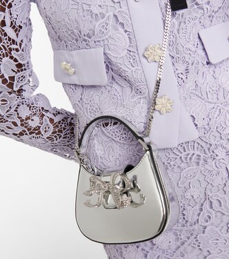 Tote The Bow Micro aus Metallic-Leder | Self-Portrait