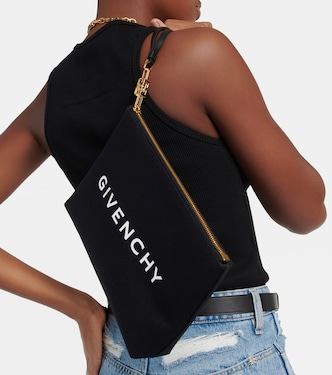 Logo cotton-blend canvas clutch | Givenchy