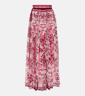 Jupe longue Majolica en soie | Dolce&Gabbana