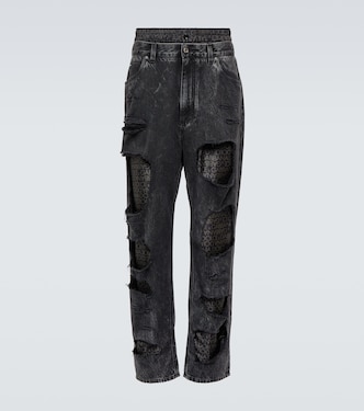 Jeans rectos desgastados con logo | Dolce&Gabbana