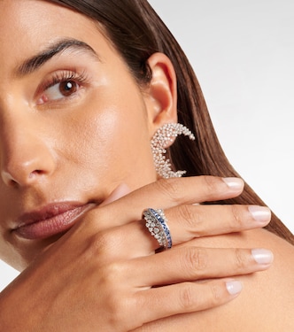 Anello in oro bianco 18kt con diamanti e zaffiri | Ananya