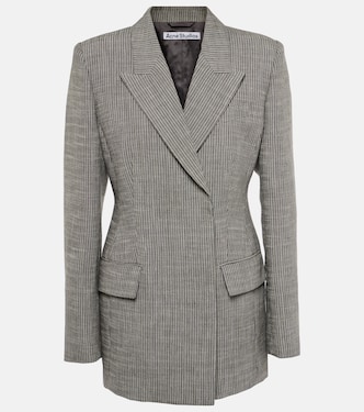 Pinstripe double-breasted linen-blend blazer | Acne Studios