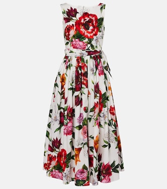 Floral cotton poplin midi dress | Dolce&Gabbana