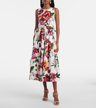 Abito midi in popeline di cotone con stampa | Dolce&Gabbana