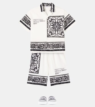 Majolica logo cotton piqué Bermuda shorts | Dolce&Gabbana Kids