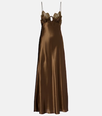 Slipdress aus Seidensatin mit Spitze | Saint Laurent