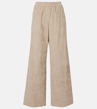 High-rise cotton corduroy wide-leg pants | Brunello Cucinelli