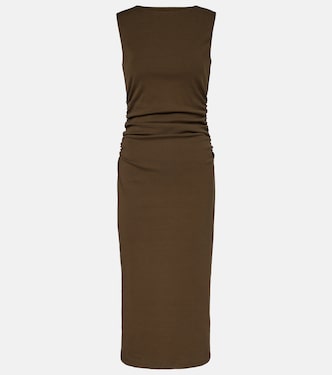 Charissa ruched cotton-blend midi dress | Veronica Beard