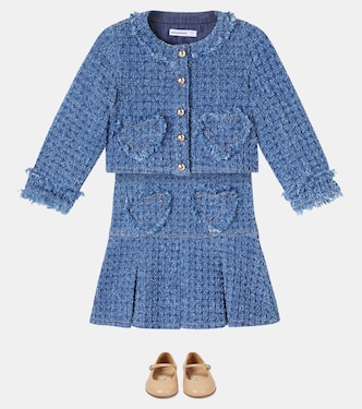 Pleated denim dress | Self-Portrait Kids