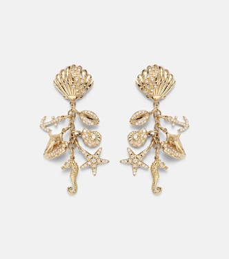 Multi Sea Life Clam Shell 14kt gold (585/1000) drop earrings with diamonds | Sydney Evan