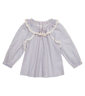 Blouse Aliane Gather Neck en coton à rayures | Zimmermann Kids