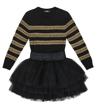 Pulloverkleid mit Tüll | Balmain Kids