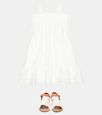 Embroidered cotton voile dress | Chloé Kids