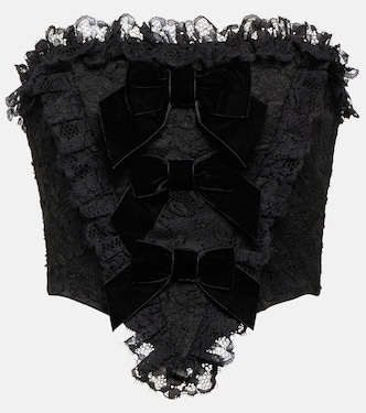 Bow-detail lace corset top | Alessandra Rich
