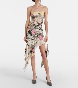 Asymmetric printed crêpe minidress | Acne Studios