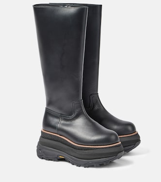 Botas altas de piel con plataforma | Sacai