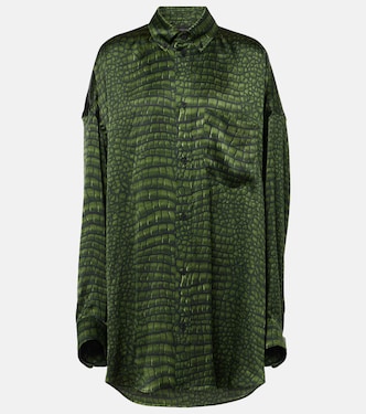 Camicia oversize Cocoon in raso con stampa | Balenciaga