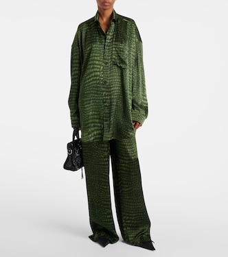 Camicia oversize Cocoon in raso con stampa | Balenciaga