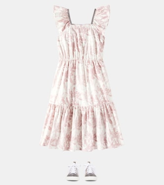 Sneakers in canvas con finiture in pelle | Brunello Cucinelli Kids