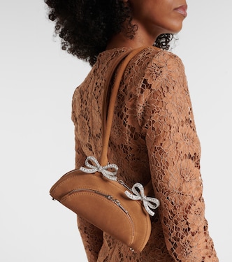 Borsa a spalla in suede con cristalli | Self-Portrait