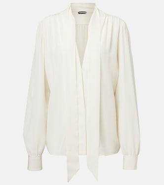Tie-neck silk crêpe de chine blouse | Tom Ford
