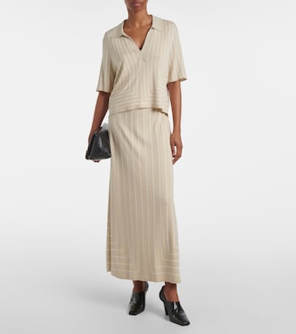 Striped cotton and silk polo shirt | Joseph