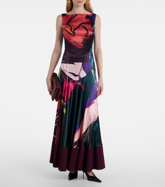 Vestido de fiesta Munir de satén de seda estampado | Roksanda