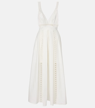 Embroidered cotton-blend midi dress | Elie Saab