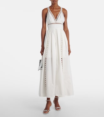 Robe midi brodée en coton mélangé | Elie Saab
