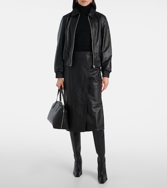 Leather midi skirt | Yves Salomon
