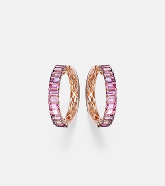 18kt rose gold hoop earrings with sapphires and amethysts | Shay Jewelry
