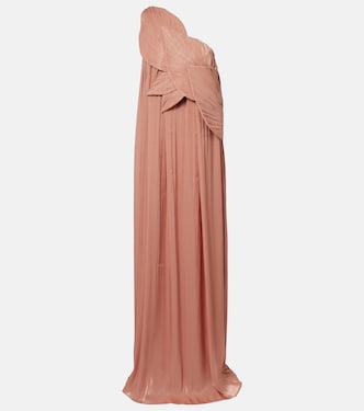 Amabel one-shoulder pleated gown | Costarellos